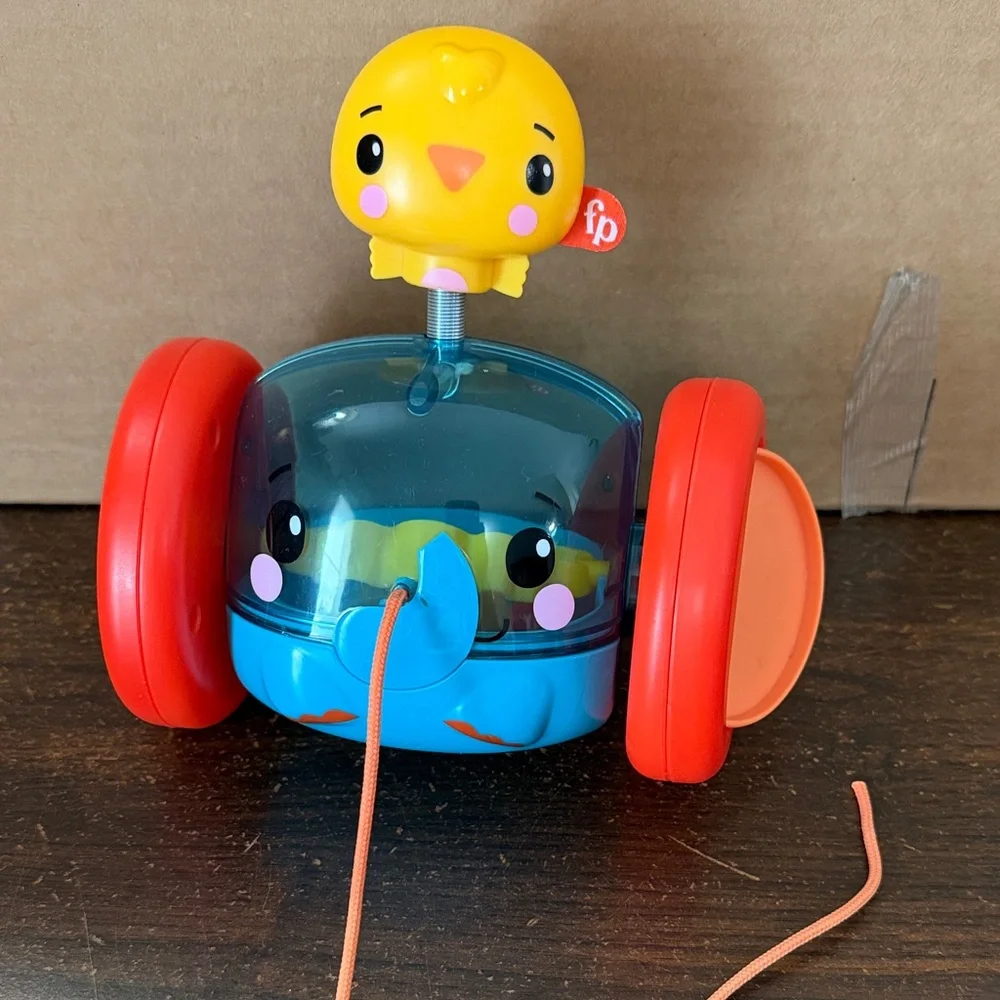 Fisher Price Pull Along Chick Car Poppin' Tricycle Pull Toy Vintage Inspired